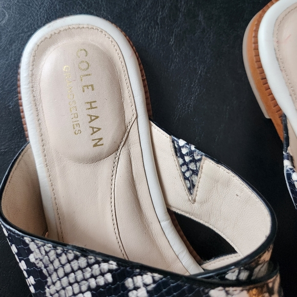 Cole Haan Winona Snakeskin-Print Leather Slide Sandals - Picture 5 of 9